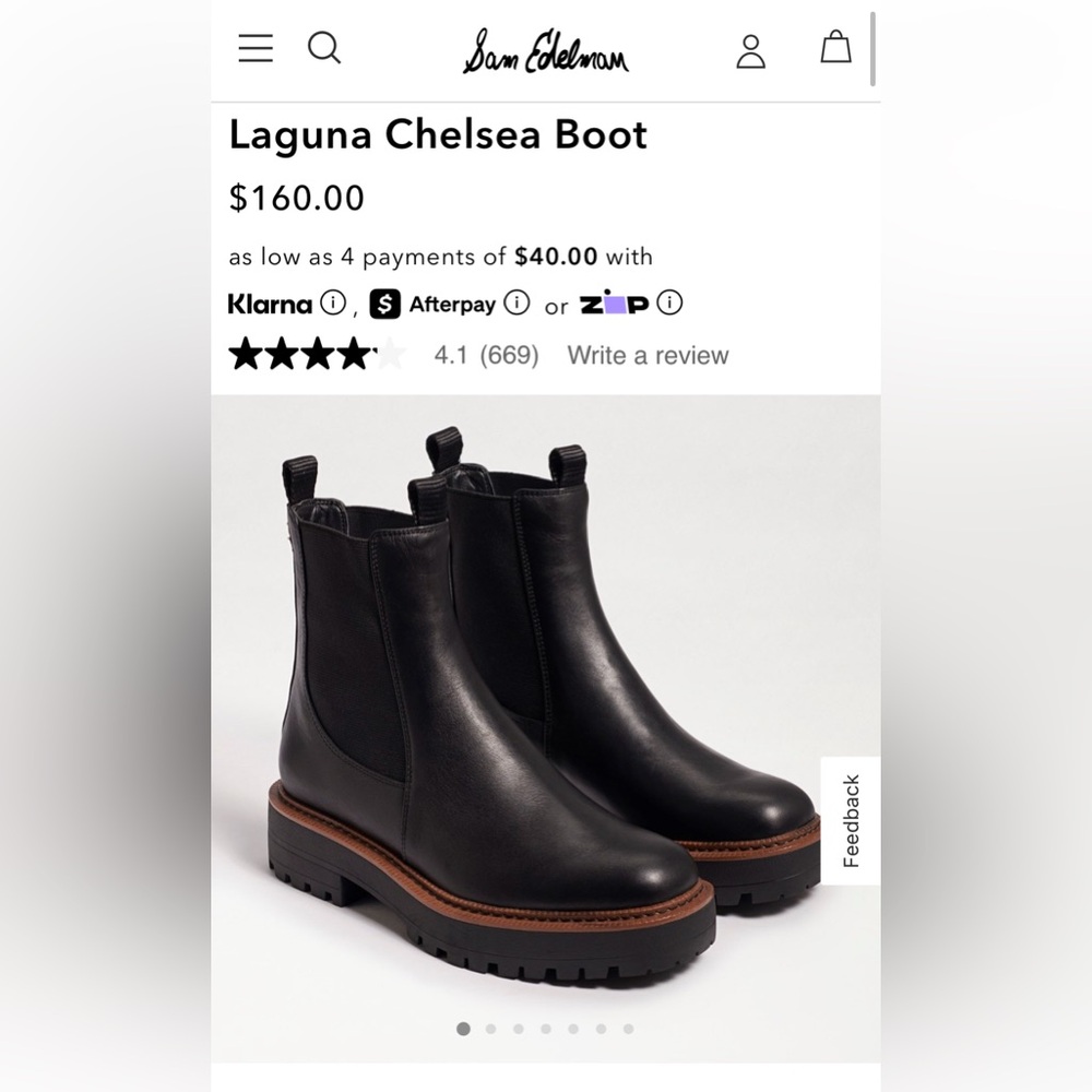 Sam Edelman Black Leather Chelsea Boots